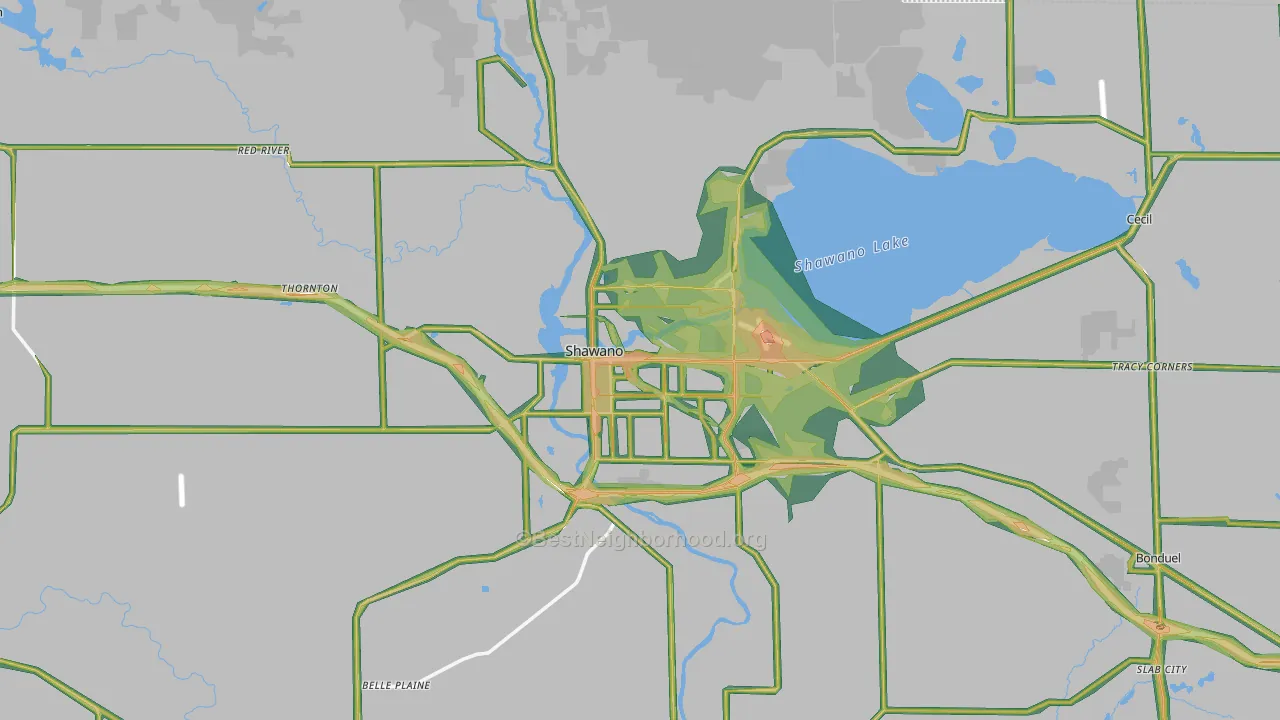 Shawano, WI Map of Noise Levels in Shawano