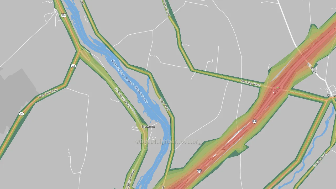 Shawmut, ME Map of Noise Levels in Shawmut