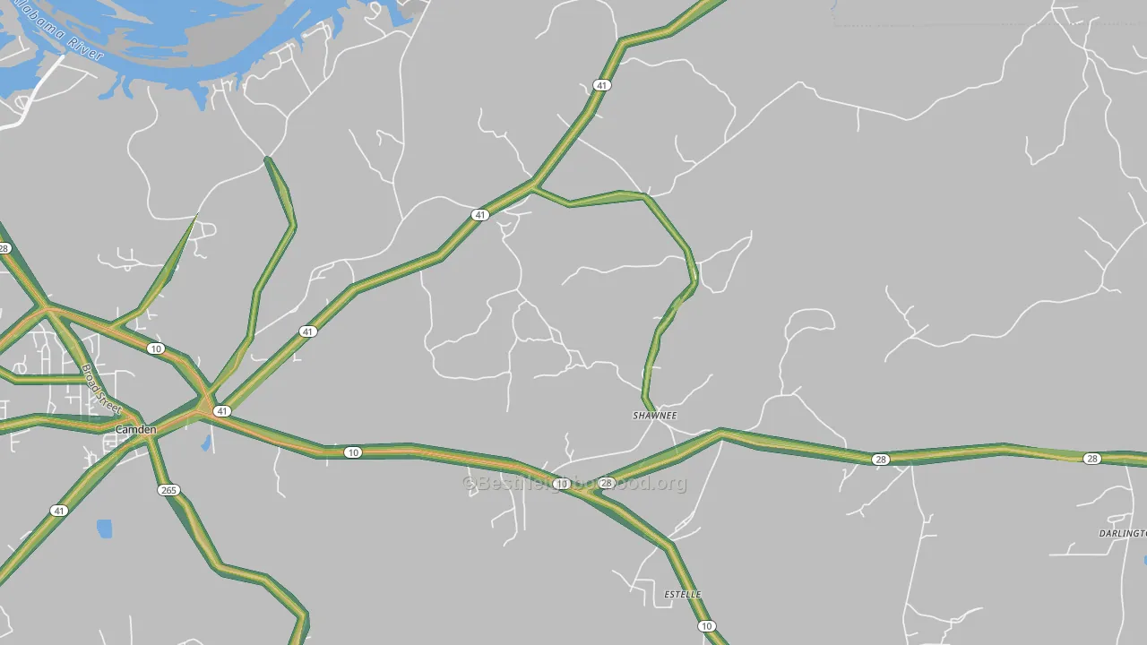 Shawnee, AL Map of Noise Levels in Shawnee