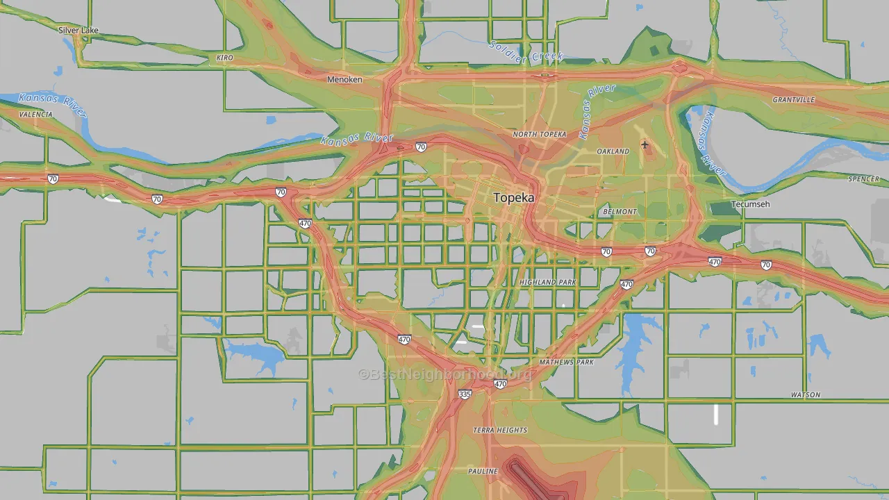 Shawnee County, KS Map of Noise Levels in Shawnee County