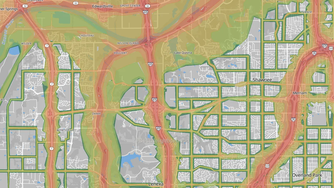 Shawnee, KS Map of Noise Levels in Shawnee
