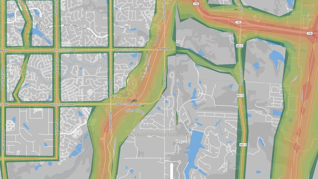 Shawnee Mission, KS Map of Noise Levels in Shawnee Mission