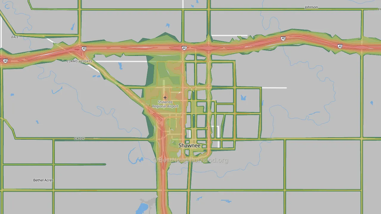 Shawnee, OK Map of Noise Levels in Shawnee