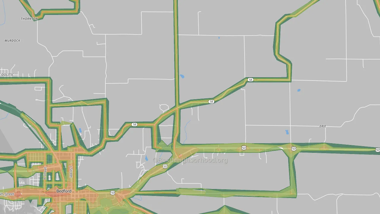 Shawswick, IN Map of Noise Levels in Shawswick