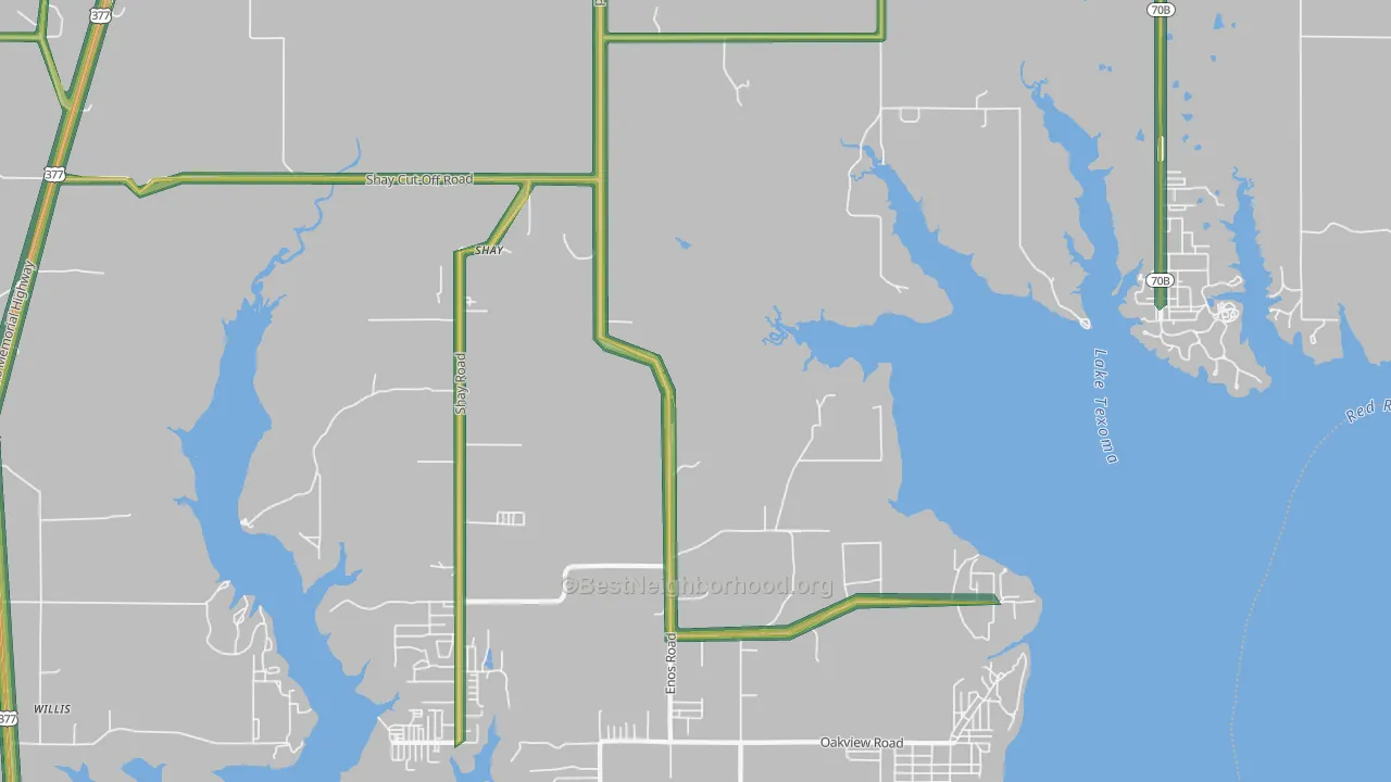 Shay, OK Map of Noise Levels in Shay