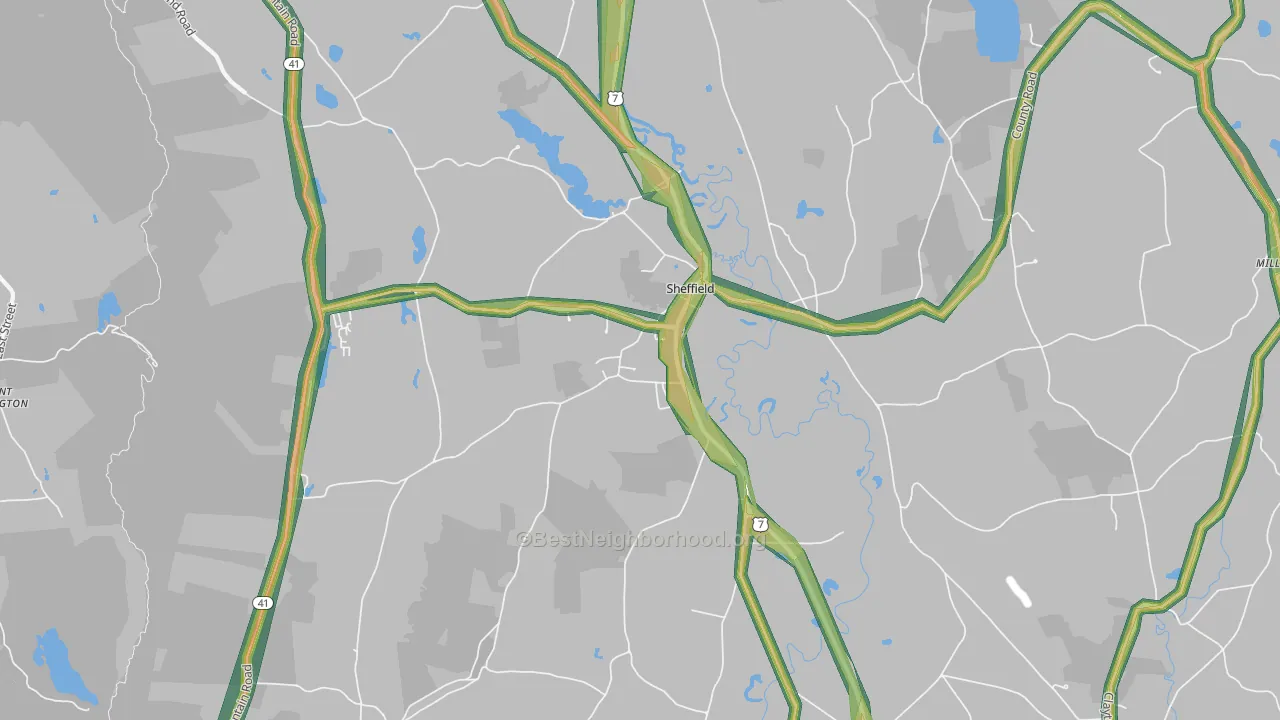 Sheffield, MA Map of Noise Levels in Sheffield