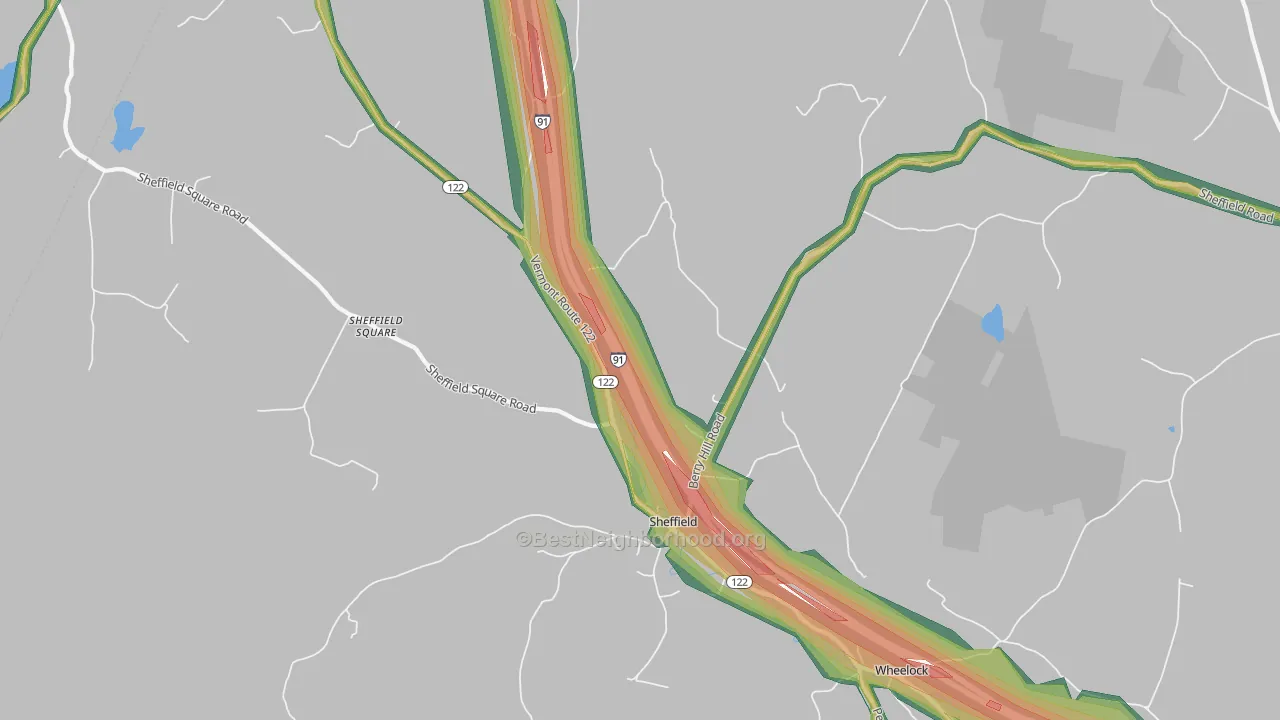 Sheffield, VT Map of Noise Levels in Sheffield
