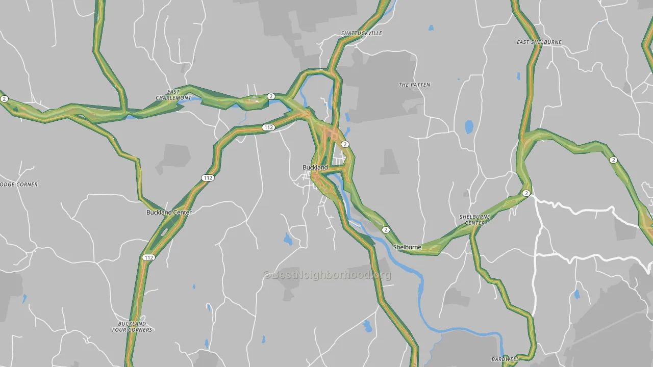 Shelburne Falls, MA Map of Noise Levels in Shelburne Falls