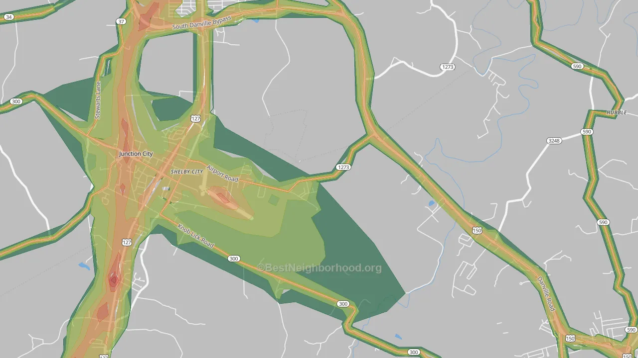 Shelby City, KY Map of Noise Levels in Shelby City