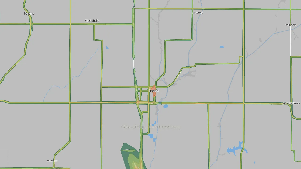 Shelby County, IA Map of Noise Levels in Shelby County