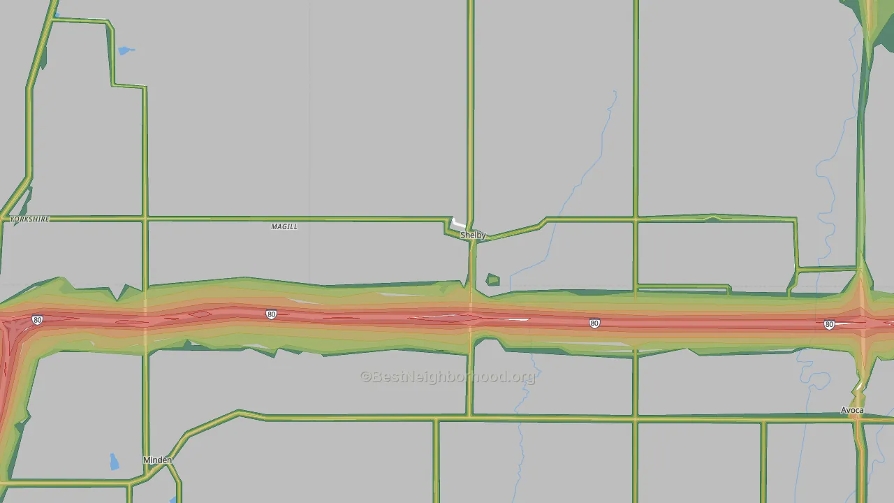 Shelby, IA Map of Noise Levels in Shelby