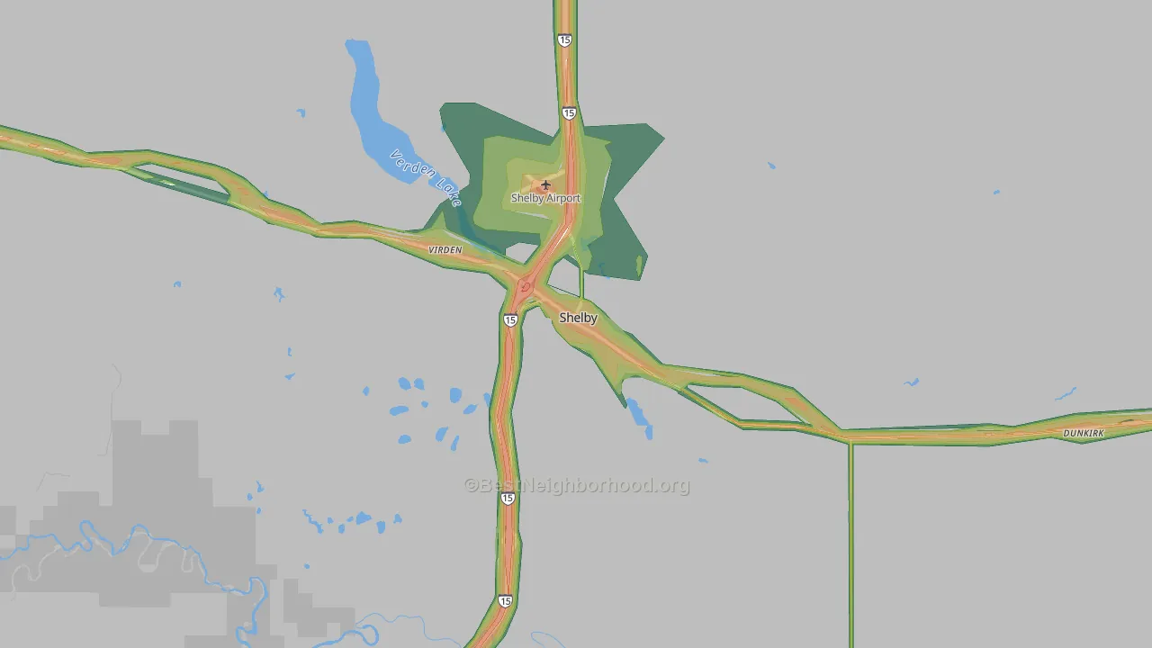 Shelby, MT Map of Noise Levels in Shelby