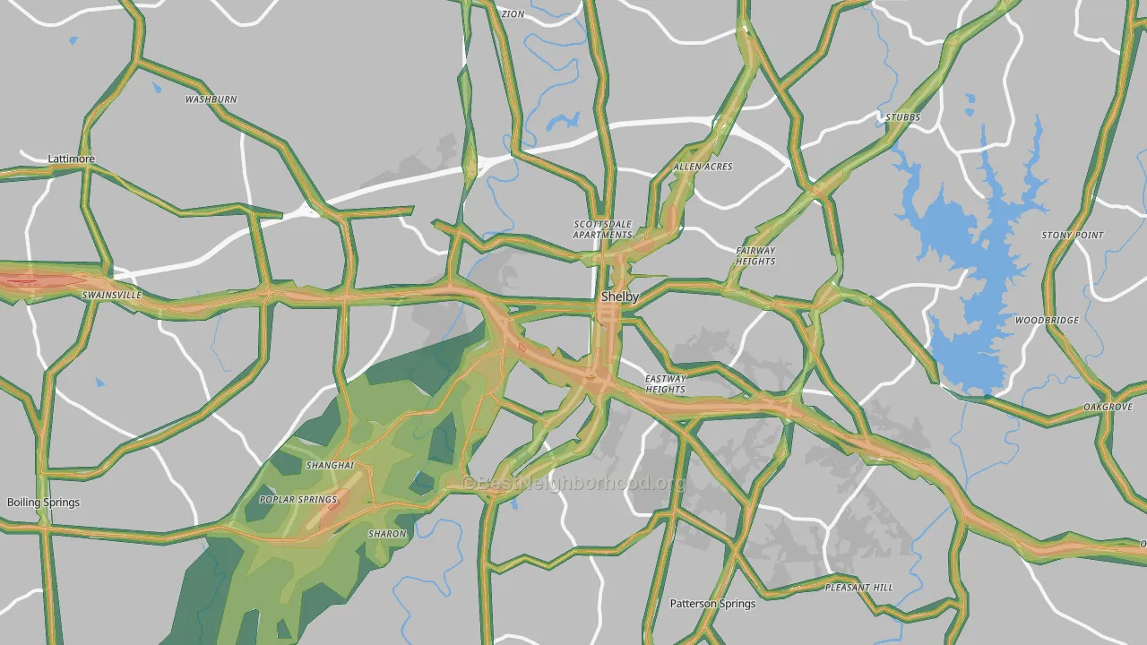 Shelby, NC Map of Noise Levels in Shelby
