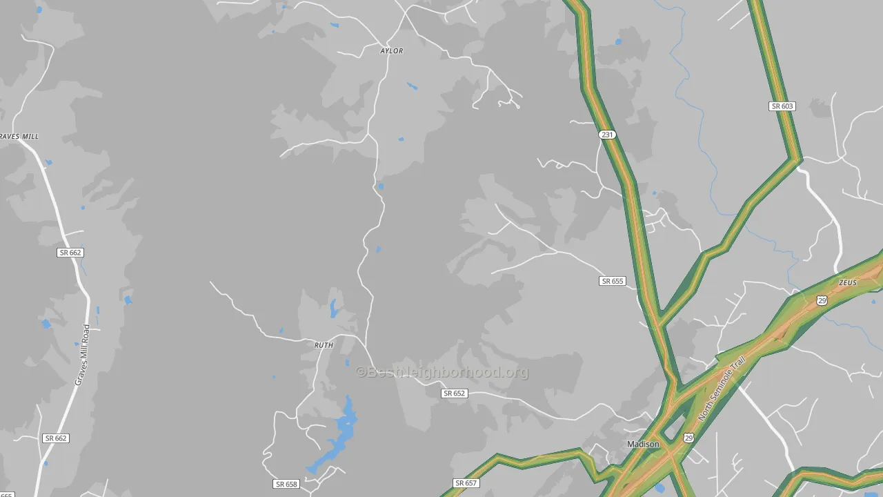Shelby, VA Map of Noise Levels in Shelby