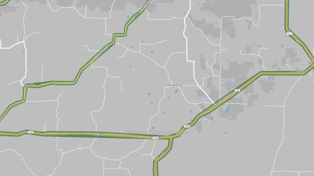 Shelbyville, AR Map of Noise Levels in Shelbyville