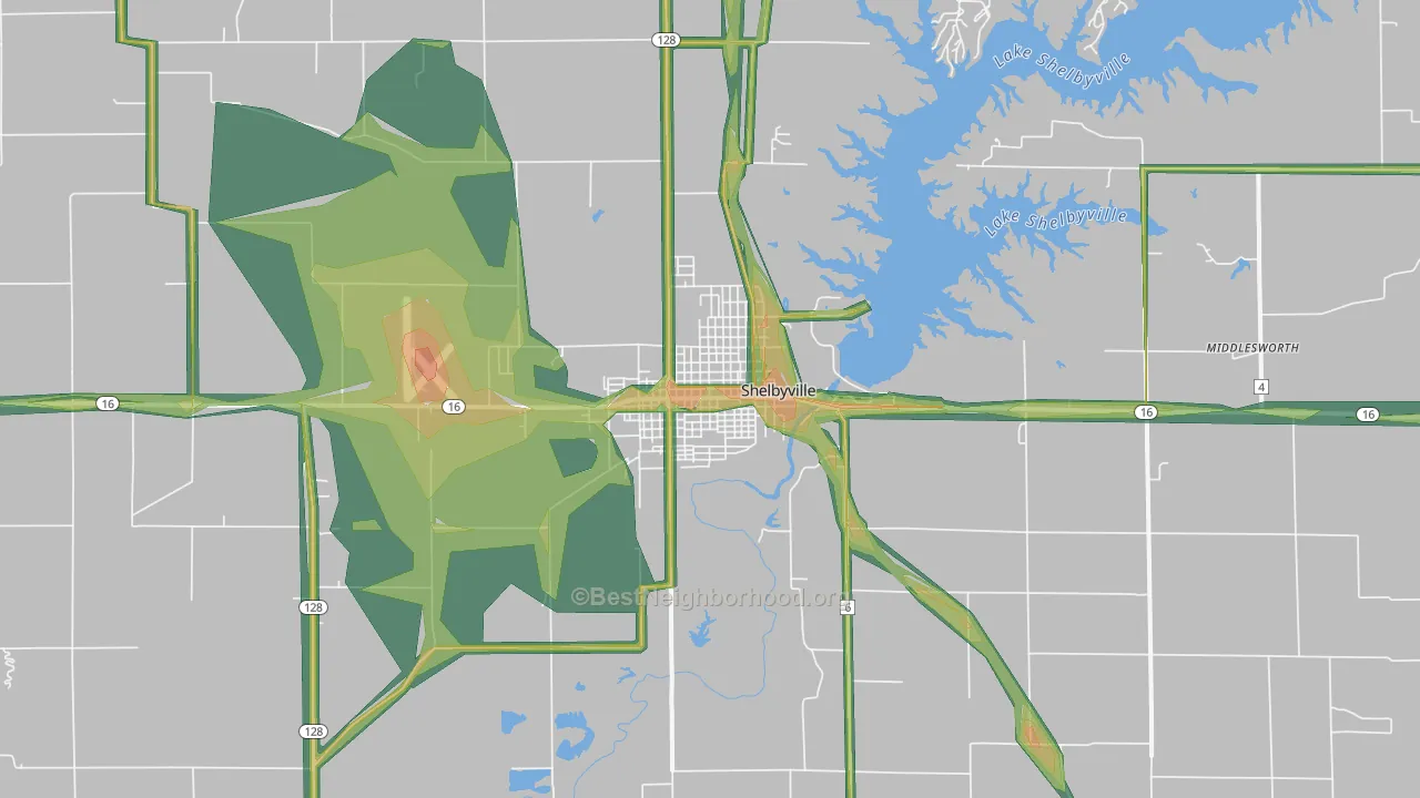 Shelbyville, IL Map of Noise Levels in Shelbyville