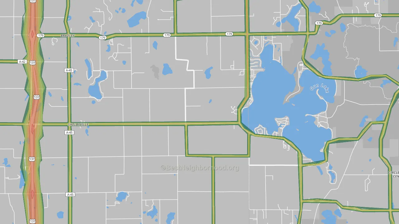 Shelbyville, MI Map of Noise Levels in Shelbyville