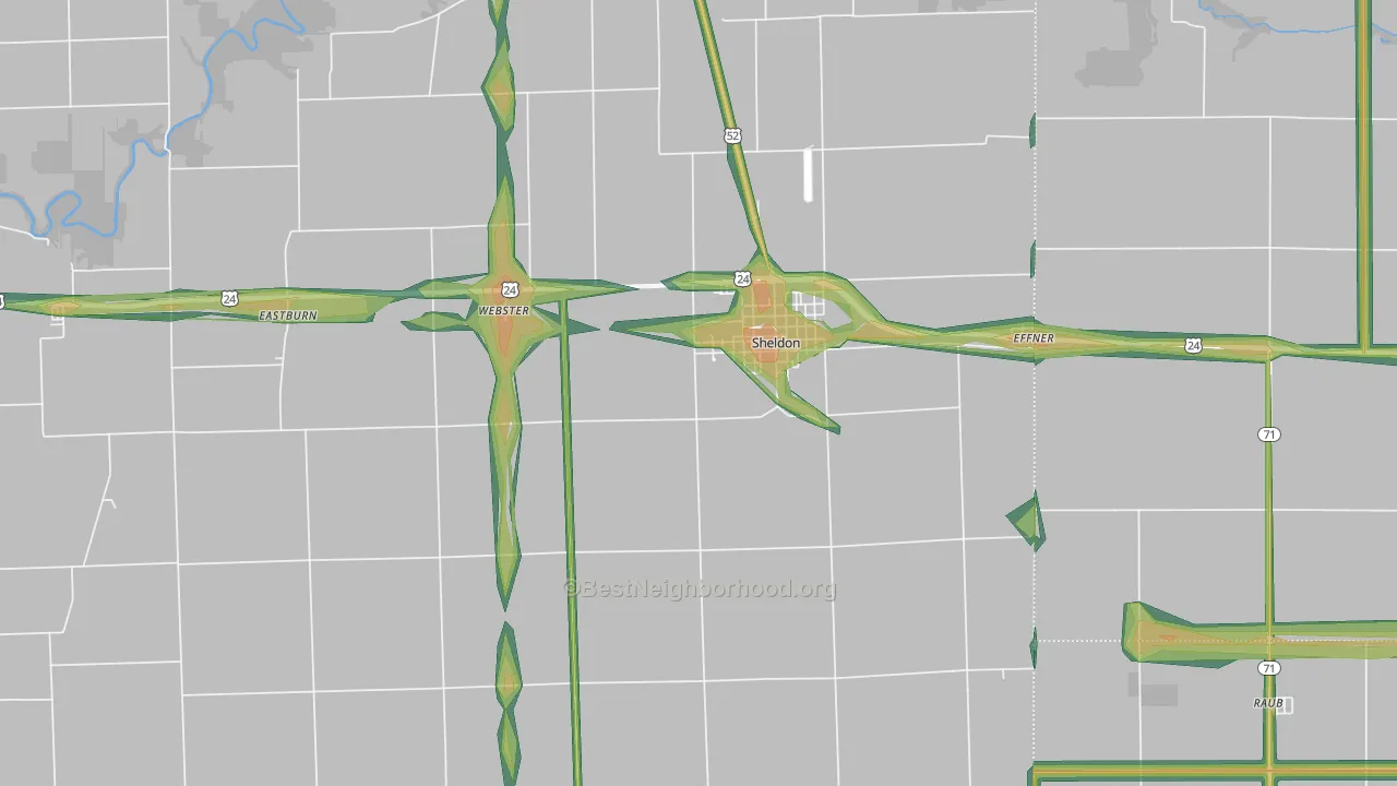 Sheldon, IL Map of Noise Levels in Sheldon