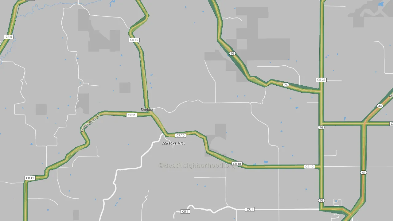 Sheldon, MN Map of Noise Levels in Sheldon