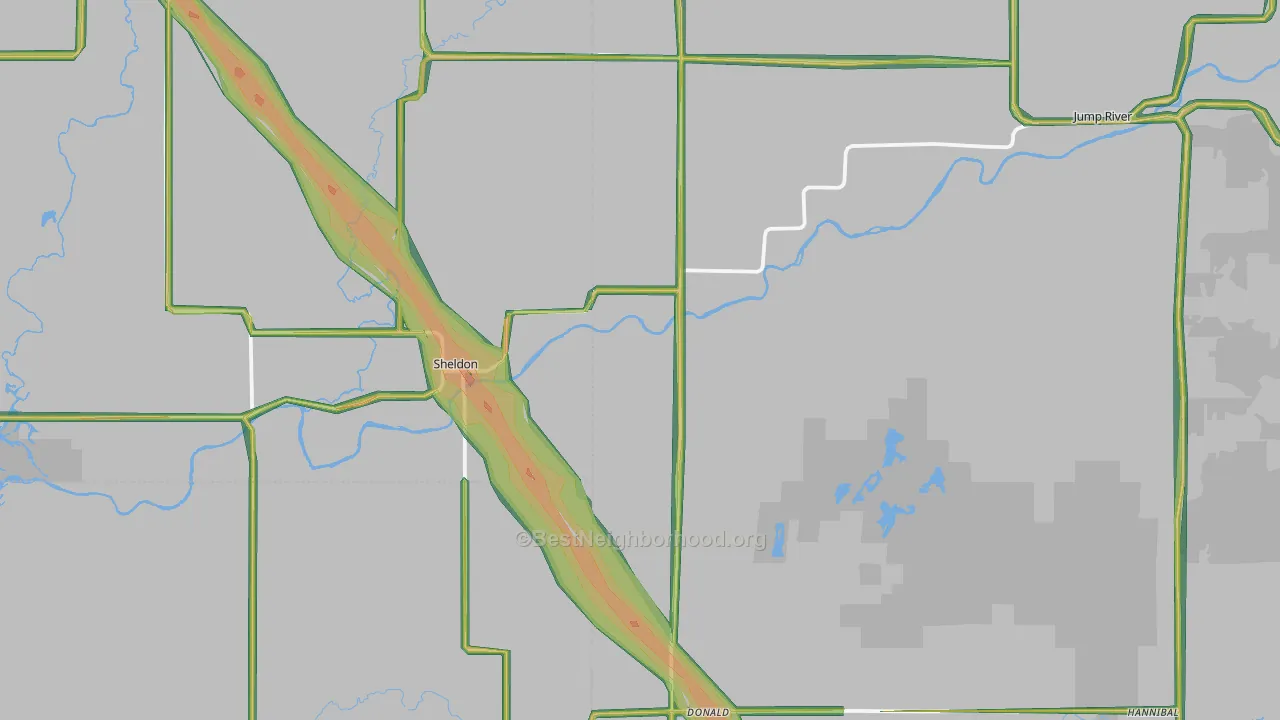 Sheldon, WI Map of Noise Levels in Sheldon