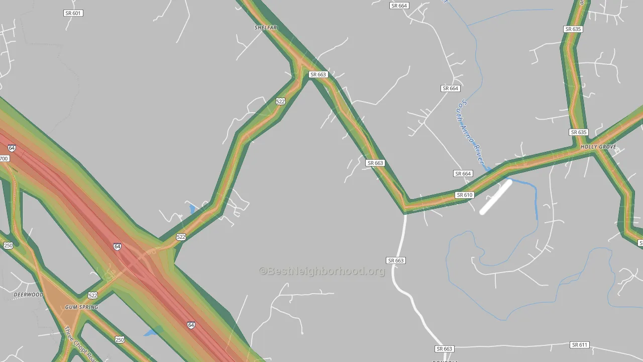 Shelfar, VA Map of Noise Levels in Shelfar
