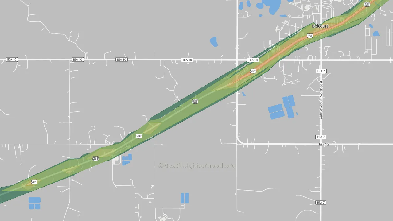 Shell Valley, ND Map of Noise Levels in Shell Valley