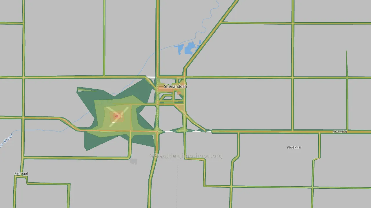 Shenandoah, IA Map of Noise Levels in Shenandoah
