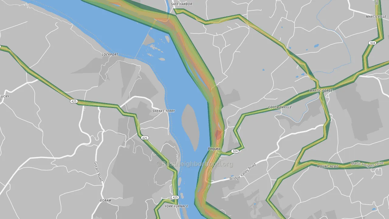 Shenks Ferry, PA Map of Noise Levels in Shenks Ferry