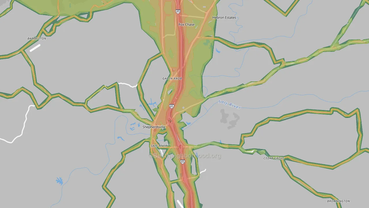 Shepherdsville, KY Map of Noise Levels in Shepherdsville