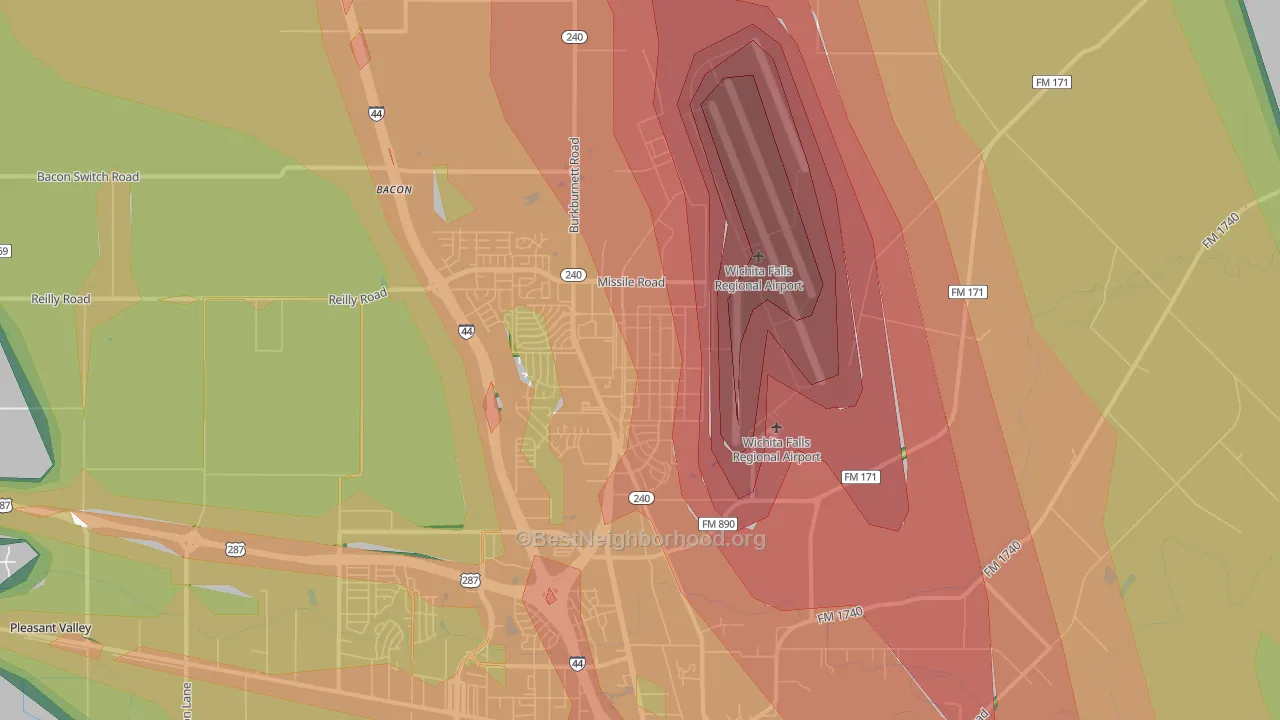 Sheppard Afb, TX Map of Noise Levels in Sheppard Afb