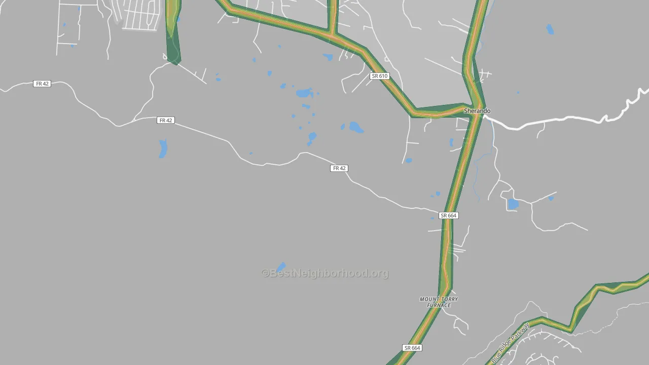 Sherando, VA Map of Noise Levels in Sherando