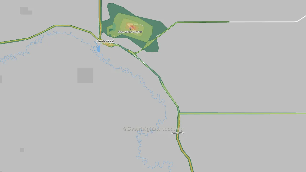 Sheridan County, MT Map of Noise Levels in Sheridan County