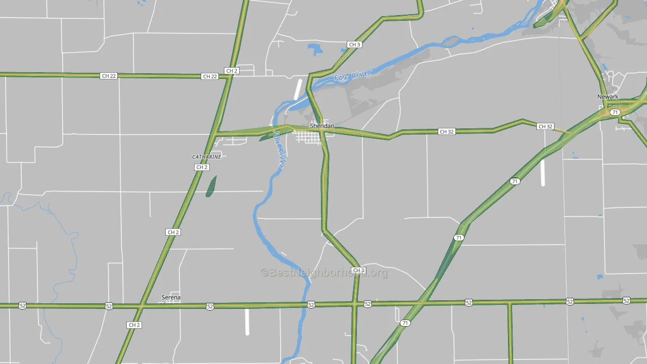 Sheridan, IL Map of Noise Levels in Sheridan