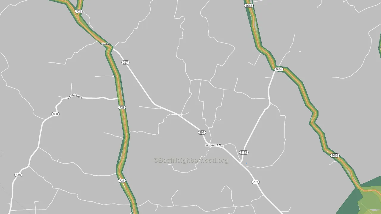 Sheridan, KY Map of Noise Levels in Sheridan