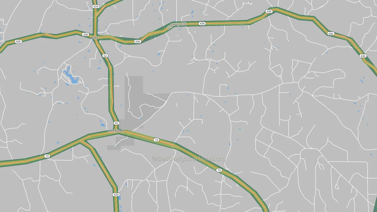 Sheridan, LA Map of Noise Levels in Sheridan