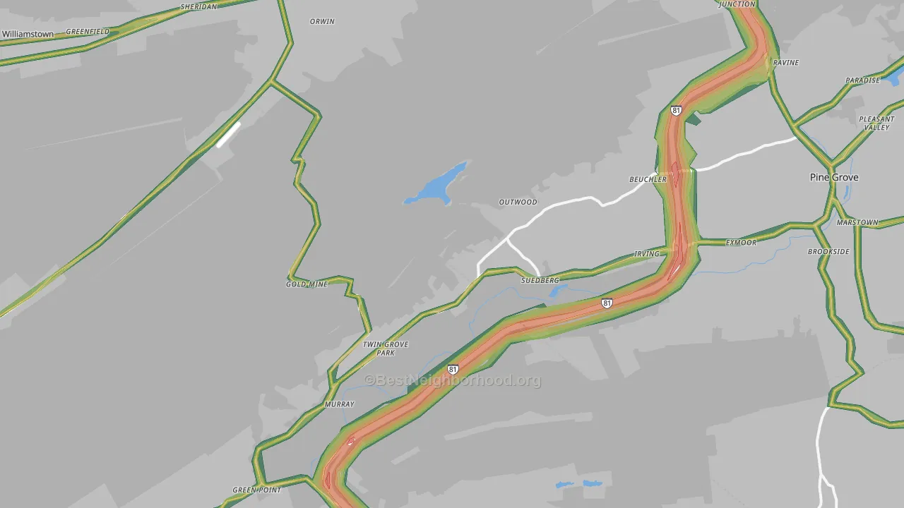 Sheridan, PA Map of Noise Levels in Sheridan