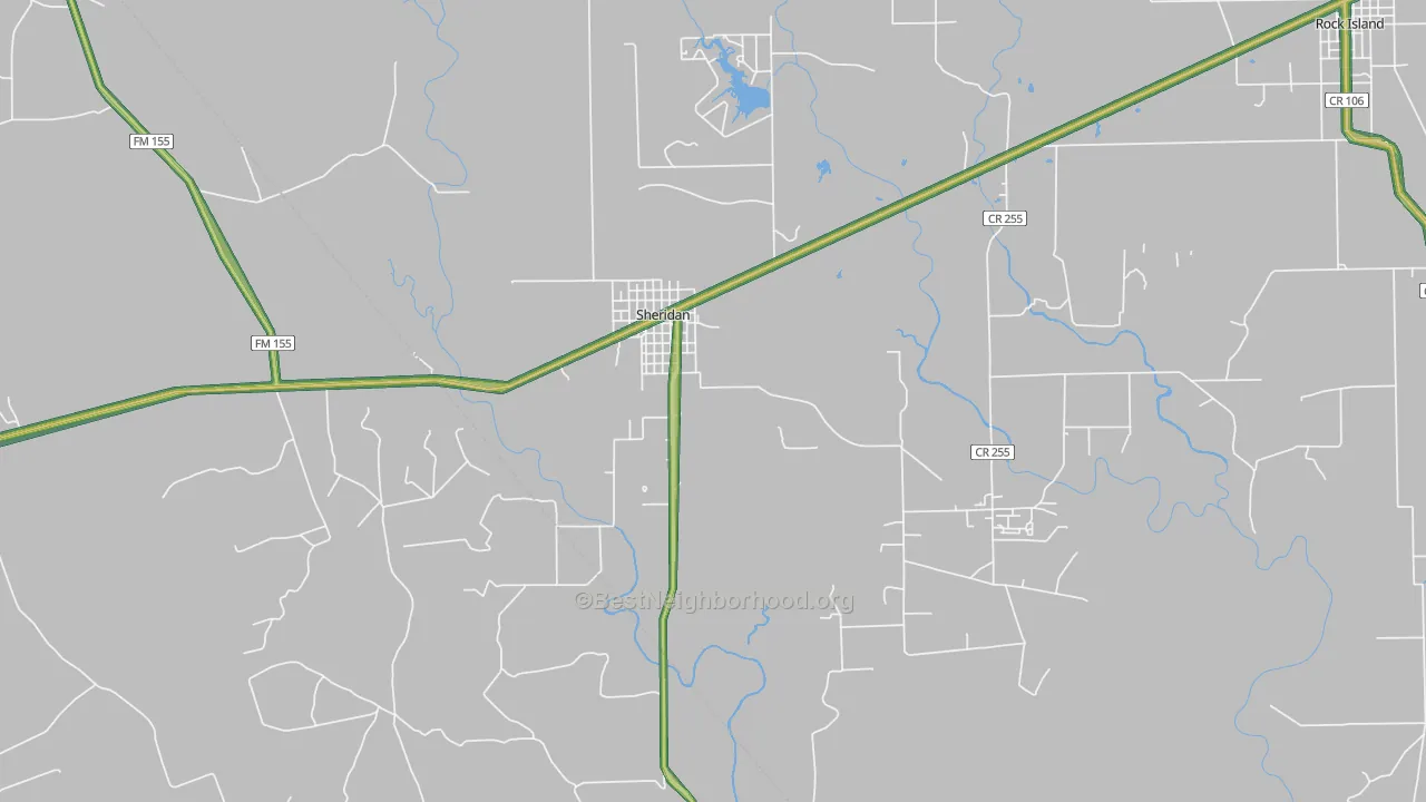 Sheridan, TX Map of Noise Levels in Sheridan
