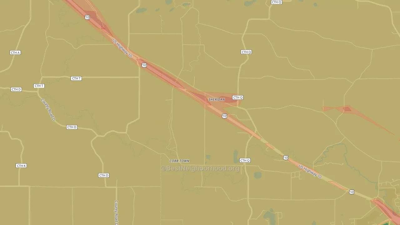 Sheridan, WI Map of Noise Levels in Sheridan