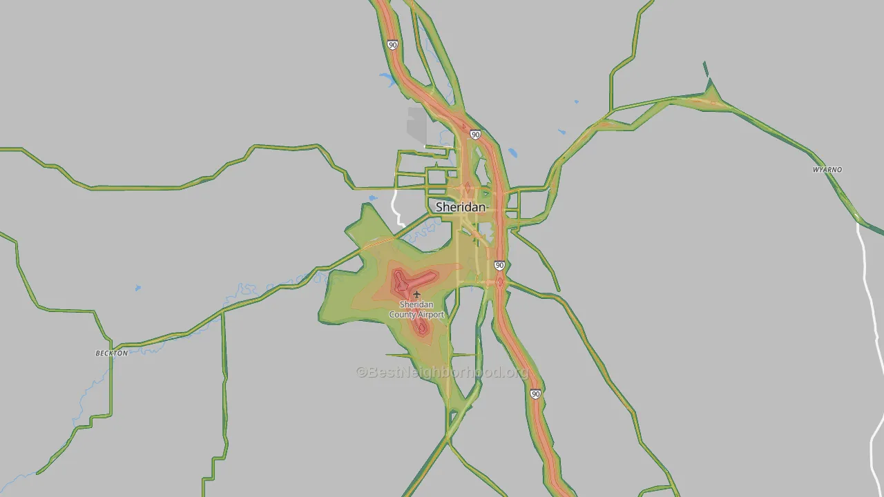 Sheridan, WY Map of Noise Levels in Sheridan