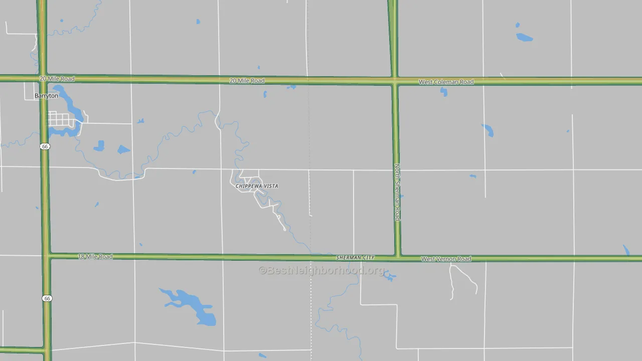 Sherman City, MI Map of Noise Levels in Sherman City