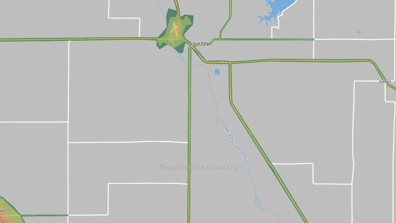 Sherman County, NE Map of Noise Levels in Sherman County
