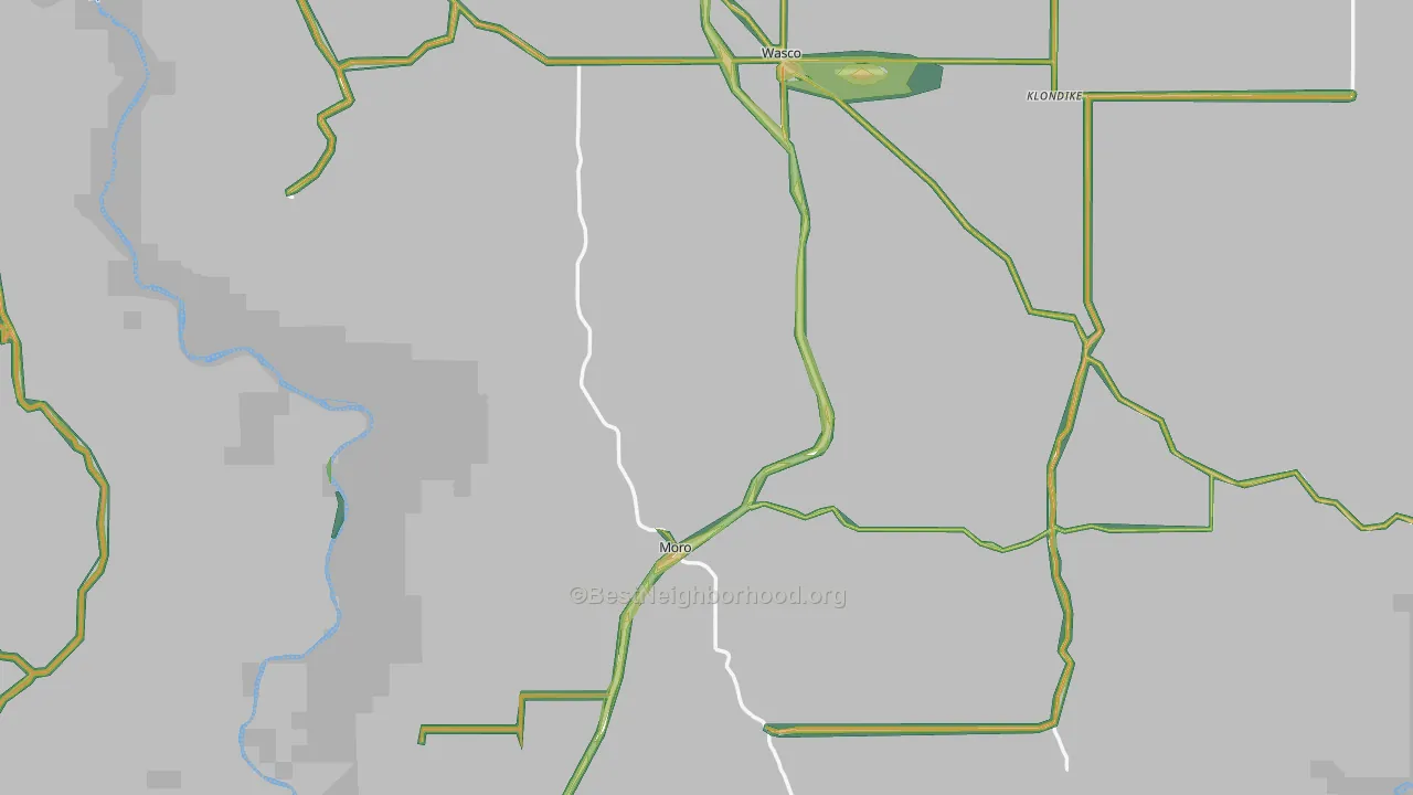 Sherman County, OR Map of Noise Levels in Sherman County