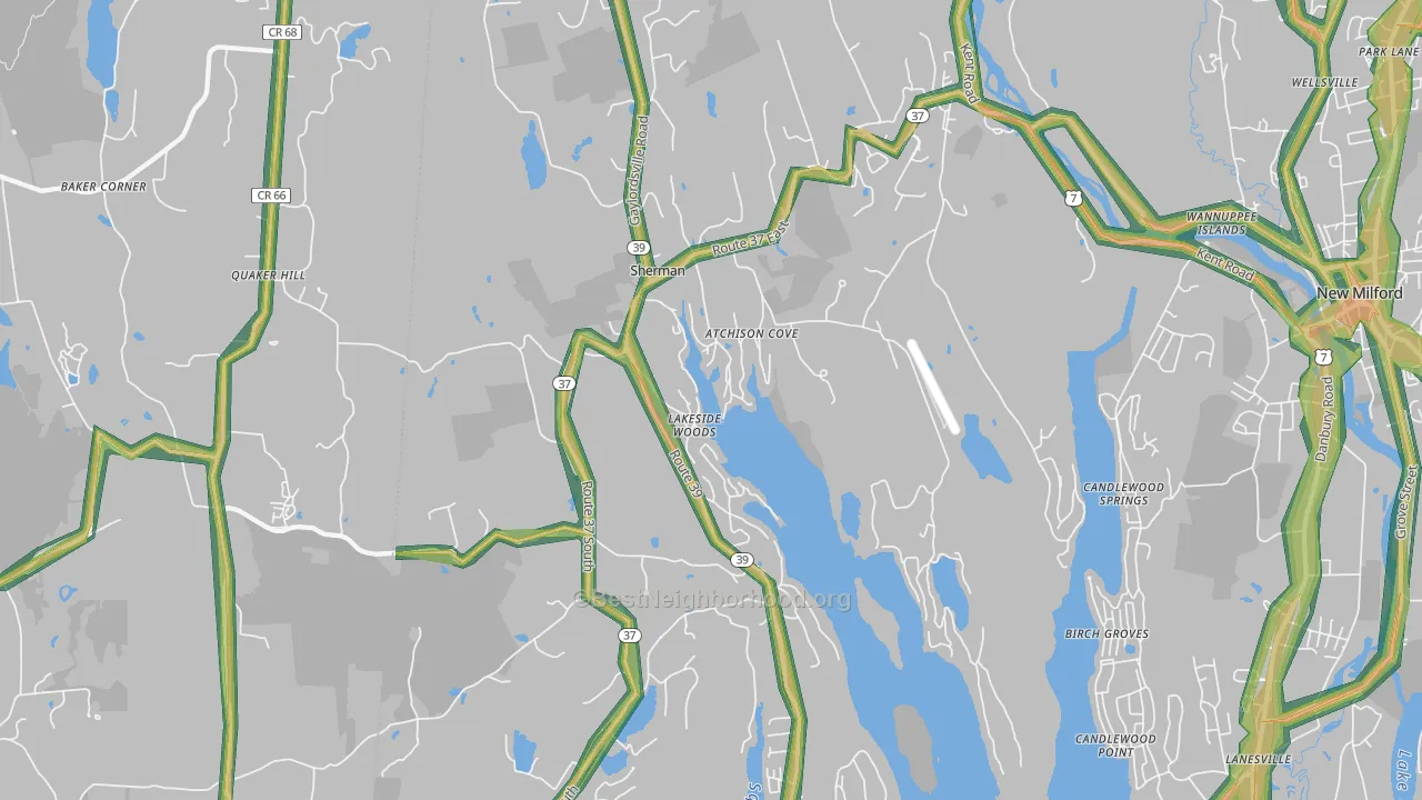 Sherman, CT Map of Noise Levels in Sherman