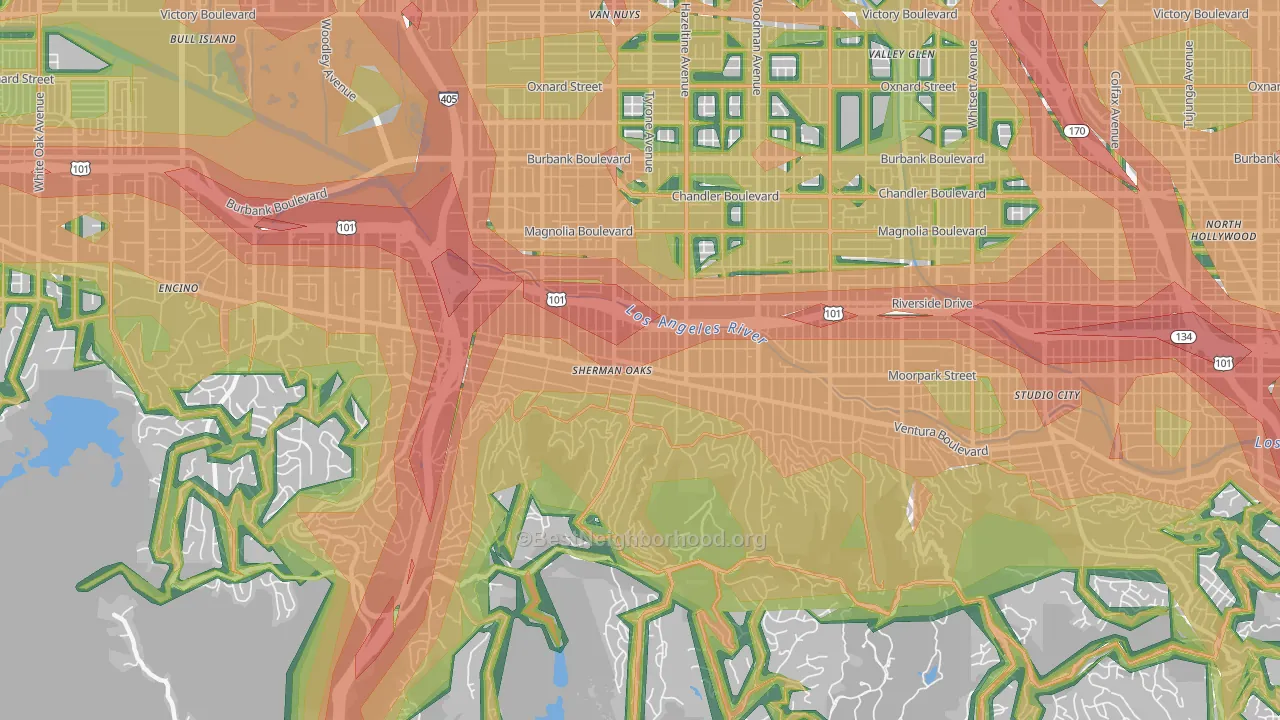 Sherman Oaks, CA Map of Noise Levels in Sherman Oaks