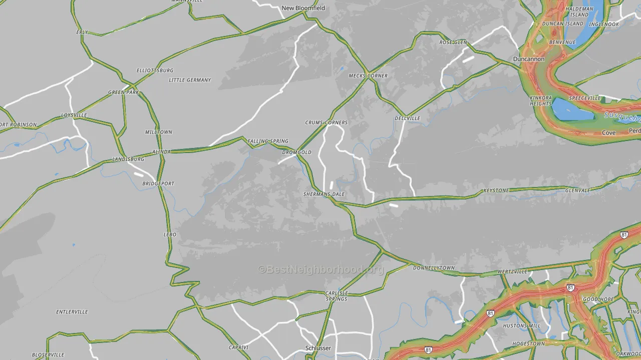 Shermans Dale, PA Map of Noise Levels in Shermans Dale