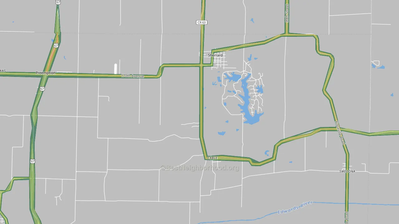 Sherrard, IL Map of Noise Levels in Sherrard