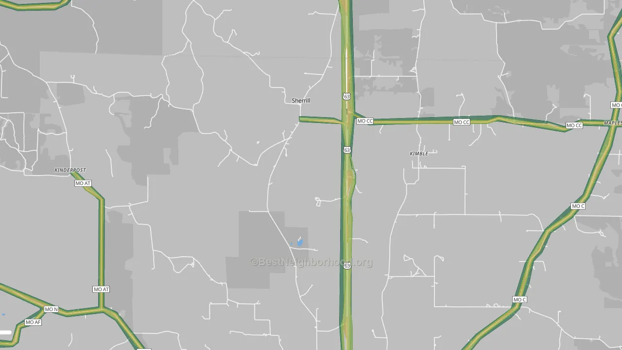 Sherrill, MO Map of Noise Levels in Sherrill