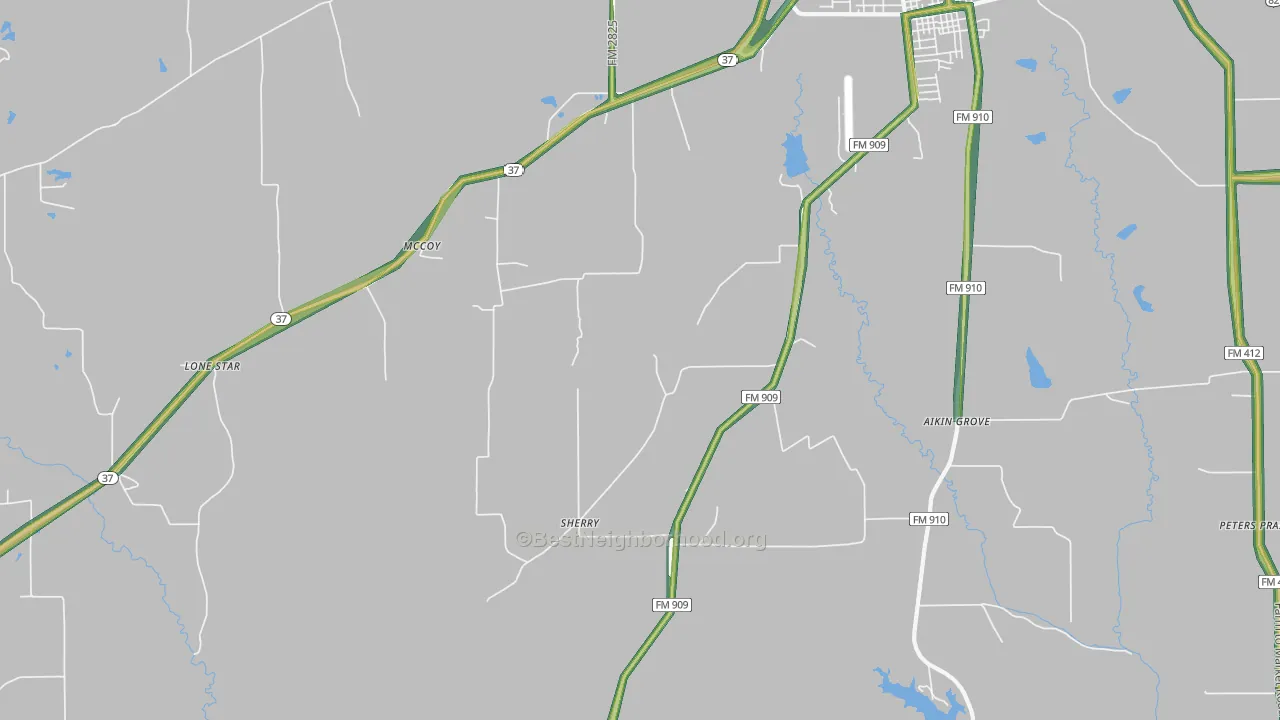 Sherry, TX Map of Noise Levels in Sherry