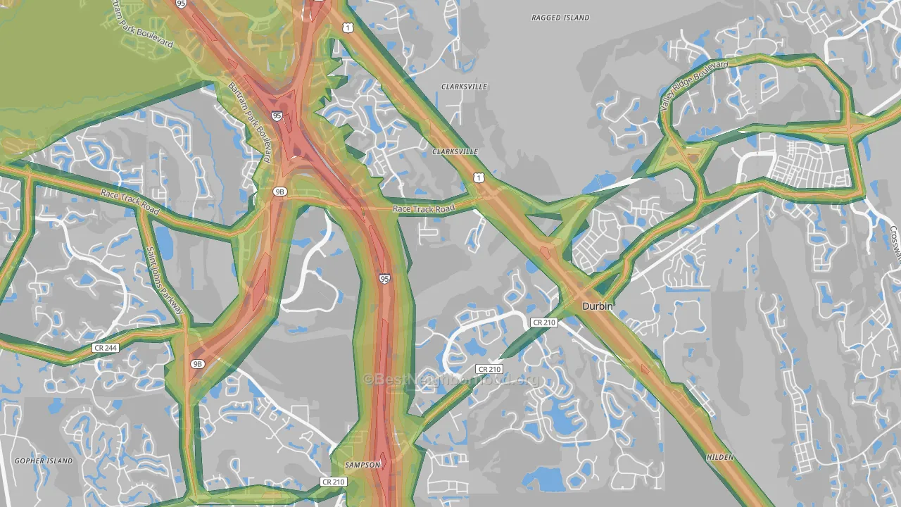 Sherwood Forest, FL Map of Noise Levels in Sherwood Forest