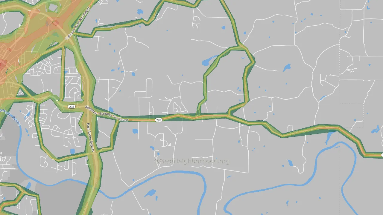 Sherwood Forest, GA Map of Noise Levels in Sherwood Forest